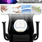 Black Gaming Chair with Footrest, PU Leather Gaming Chairs for Adults, High Back Comfy Office Chair Ergonomic Desk Chair Computer Chair, Reclining Gamer Chair, Height & Backrest Adjustable, 300 Lbs