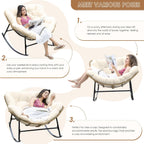 RADIATA Rocking Egg Chair Outdoor, Oversized Papasan Rocker with Cushion, 450 lbs Extra Wide Rocking Lounge Chairs, PE Wicker Big Comfy Sturdy Recliner Glider for Patio Porch Garden Living Room Beige