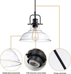 Zlepmlla Glass Pendant Light，Black Pendant Light Fixtures with Seeded Glass Shade, Adjustable Height Hanging Lights for Hallway, Kitchen Island, Dinning Room（Bulb not Included）