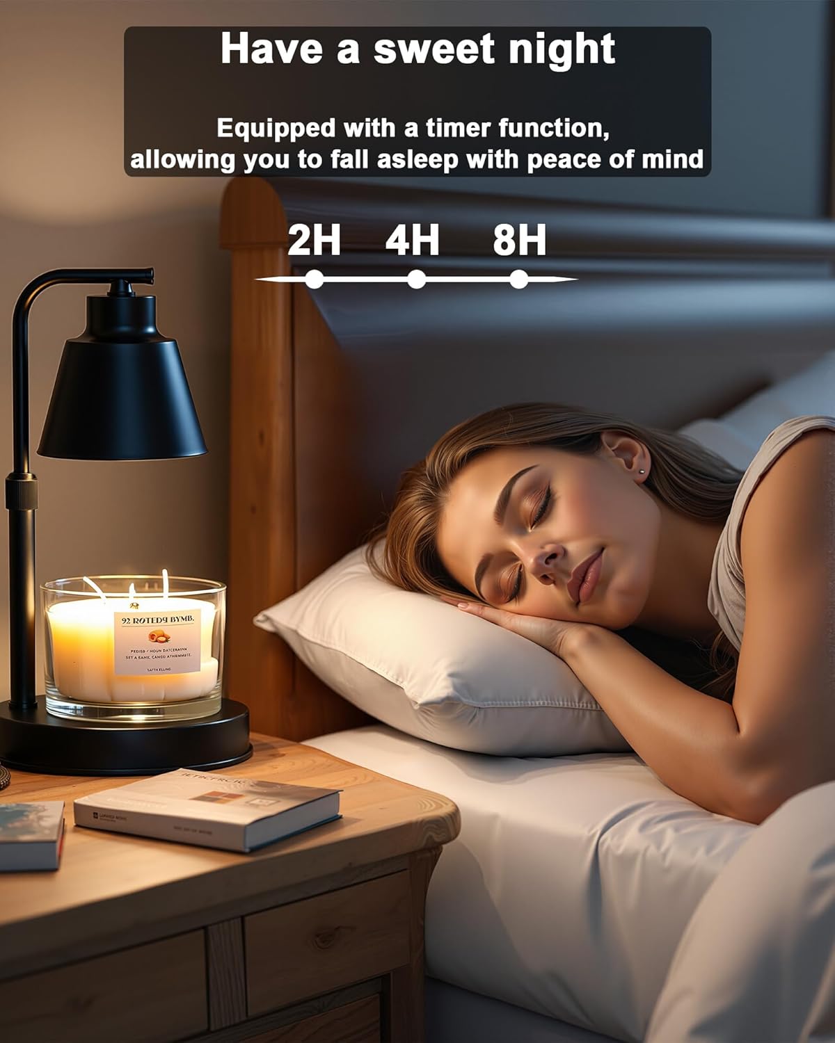 Candle Warmer Lamp with Timer - Adjustable Height & Brightness, 2 Bulbs Included - Flameless Wax Melter for Home