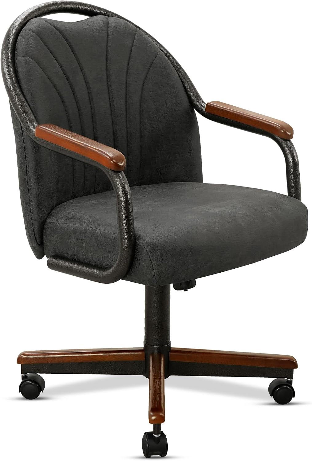 Chromcraft Oakstone Fog Swivel Dining Chairs with Casters, Set of 1 – Luxury Upholstered Kitchen & Dining Room Chairs with Arms, Ergonomic Tilt & Swivel Comfort - CM188YWZ