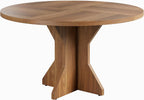 IDEALHOUSE Round Dining Table, 47" Kitchen Table for 4-6 People, Circle Tables with Sturdy Pedestal Base, Space Saving Dinning Room Furniture for Living Room, Kitchen, Apartment