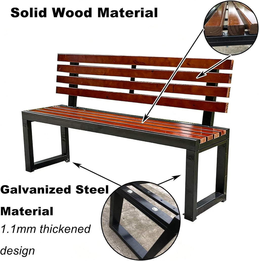 Park Bench Outdoor, Galvanized Steel Outdoor Bench, Windproof and Rainproof, Suitable for Gardens, Courtyards, Residential Areas, and Lawns(180x40x85cm/71x16x33in)