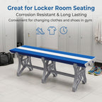 Plastic Shower Bench for Pool and Locker Room, ABS Utility Bench for Bathroom, Spa, Gym and Indoor Outdoor Seating Areas(Blue,L86IN)