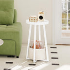HOOBRO Round Side Table and Nightstand Bundle, 2-Tier Round Sofa End Table, Modern End Table with 1 Drawer and 1 Open Compartment, WW183BZ01-NL208BZ01