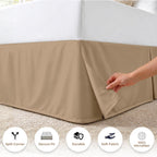 Dee's Collection King Size Bed Skirt 10" Drop Hotel Quality Pleated Dust Ruffle with Platform Style Secure Fit, Split Corners, Wrinkle & Fade Resistant Microfiber, Tailored Classic Look, Taupe