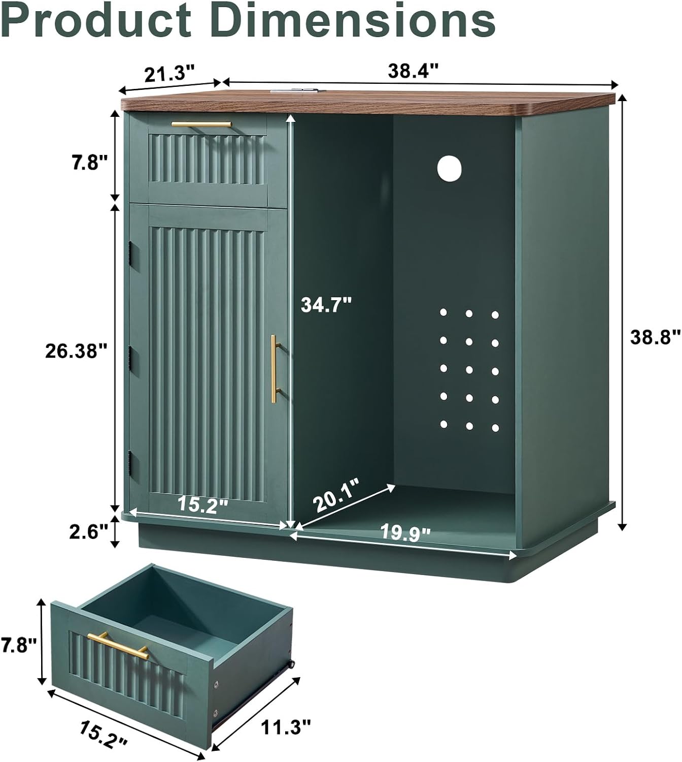 Okvnbjk Mini Fridge Cabinet with Storage & Power Outlet, Green | Coffee Bar Cabinet with Fridge Space, Modern Fluted Bar Cabinet with Drawer & Storage for Living Room, Dining Room, Dorm