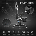 GTPLAYER Gaming Chair with Footrest, Ergonomic Computer Game Desk Chair, Recline Gaming Chair Seat Height Adjustment, Swivel Rocker with Headrest and Lumbar (White)
