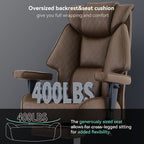 EXCEBET Big and Tall Office Chair with Footrest, PU Leather High Back Executive Office Chair 400lbs, Ergonomic Computer Chairs Lumbar Support for Heavy People (Brown)