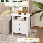 JSB Farmhouse Nightstand Set of 2 with 2 Drawers, Open Shelf for Bedroom | Night Stand, End Table,Bed Side, Side Table with Storage for Bedroom Kids Room Living Room, Holds 110 lbs,Sturdy, White