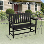 Outdoor Bench, HDPE Weatherproof Garden Bench, 48 Inches 2-Person Patio Bench for Outdoors, Porch Backyard Park Furniture, 660 lbs Weight Capacity, Black