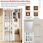 PVC Waterproof Accordion Door, Tall White Sliding Accordion Doors with Handles & Acrylic Glass, Customizable Size/Color Folding Door, Folding Double Doors for Home/Office,44x78in
