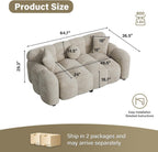 DAMAIFROM 65" Chenille Cloud Sofa Couch, Modern Deep Seat Loveseat Sofa, Comfy Upholstered Couch with 3 Pillows, Oversized Accent Armchair for Living Room Apartment Office, Light Brown