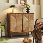 Entryway Cabinet Nordic Wooden Rattan Dining Sideboard Simple Storage Cabinet Living Room Porch Rack Sideboard Storage Cabinet