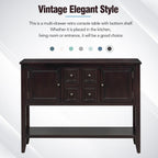 Knocbel Vintage Wood Console Table Buffet Sideboard with 4 Storage Drawers, 2 Cabinets & Bottom Shelf, Entryway Hallway Foyer Table Cupboard Coffee Bar Cabinet (Espresso 44.5")