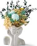 FJS Ceramic Face Vase, White Flower Vase for Table Decor | Ceramic Face Vase For Flowers, Modern Decorative Vase Centerpiece For Table, Shelf, Living Room