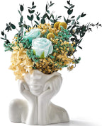 FJS Ceramic Face Vase, White Flower Vase for Table Decor | Ceramic Face Vase For Flowers, Modern Decorative Vase Centerpiece For Table, Shelf, Living Room