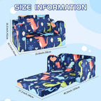 Kids Couch Sofa Toddler Sofa Dinosaur 2-in-1 Foldable Toddler Couch Bed Flip Open Kids Chair for Playroom Bedroom Gift Boys Girls