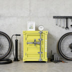 Industrial Wind Bedside Table, End Tables, Container Style Locker Wrought, Tinplate Bilayer Side Table, Metal Locker Nightstand with Combination Lock for Bedroom, Living Room, Office - Yellow