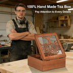 Wood Tea Box Organizer,Tea Organizers and Storage with Tree Pattern,Tea Bag Holder,Decorative Tea Storage Organizer Box,9 Compartments Tea Organizer for Tea Bags Coffee
