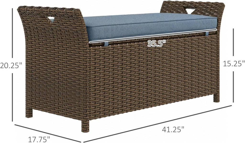 Geelife 27 Gallon Patio Wicker Storage Bench - Steel Blue - Storage and Patio Furniture - Porch & Patio - Outdoor Ready