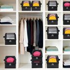 2 Pack Hat Storage for Baseball Caps-Holds Up to 28 Caps, Hat Organizer for Closet Stackable Hat Box with Cardboard, Dust-proof Beanie organizer with 2 Handles for Home Travel (Black, 2Pack-Small)