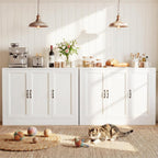 78" Modular Buffet Sideboard Cabinet Set of 2, Large Coffee Bar Station with Adjustable Shelves & Anti-Tip Safety, Waterproof 3-Door Media Console for Living Room, White