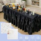 Vercraft Portable Bar Top Riser Tables Folding Bar Riser Mobile Table Foldable Portable Risers with Skirt for Events Wedding Banquet Home Party Picnics (Table Not Included)(Black Skirt,6 ft,Black)