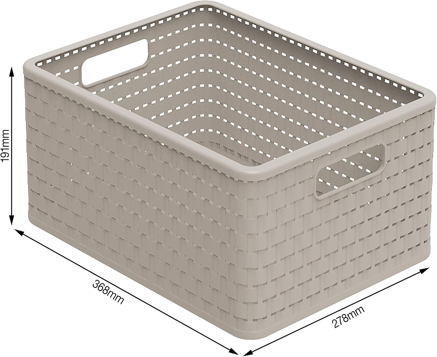 Rotho Country Set of 3 Storage Baskets 18 l, 3 x A4/18l (36,8 x 27,8 x 38,5 cm), Cappuccino