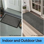 GORILLA GRIP 100% Waterproof All-Season WeatherMAX Doormat US Designed Natural Rubber, Stain Fade Resistant, Low Profile Indoor Outdoor Door Mats, Easy Clean, 29x17 Gray Diamond