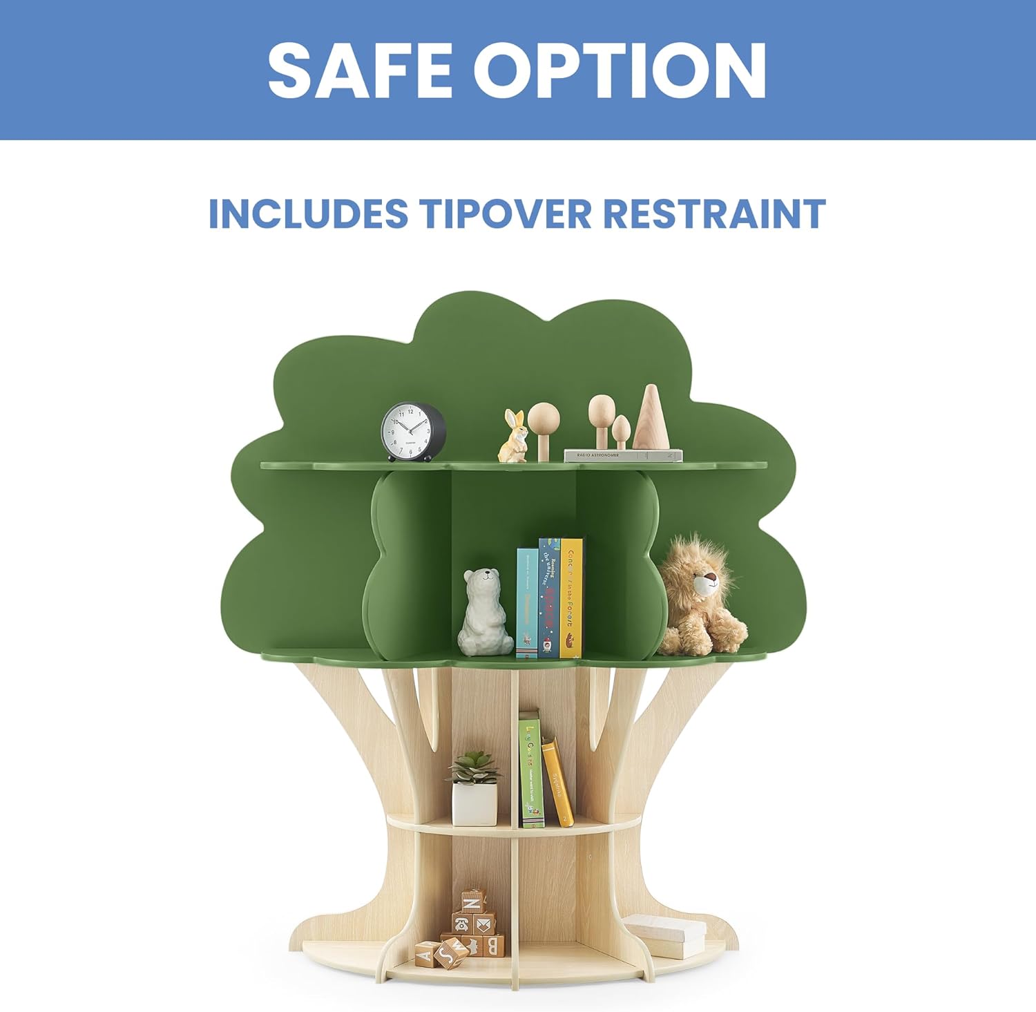 Delta Children Tree Bookcase - Greenguard Gold Certified, Fern Green/Crafted Natural