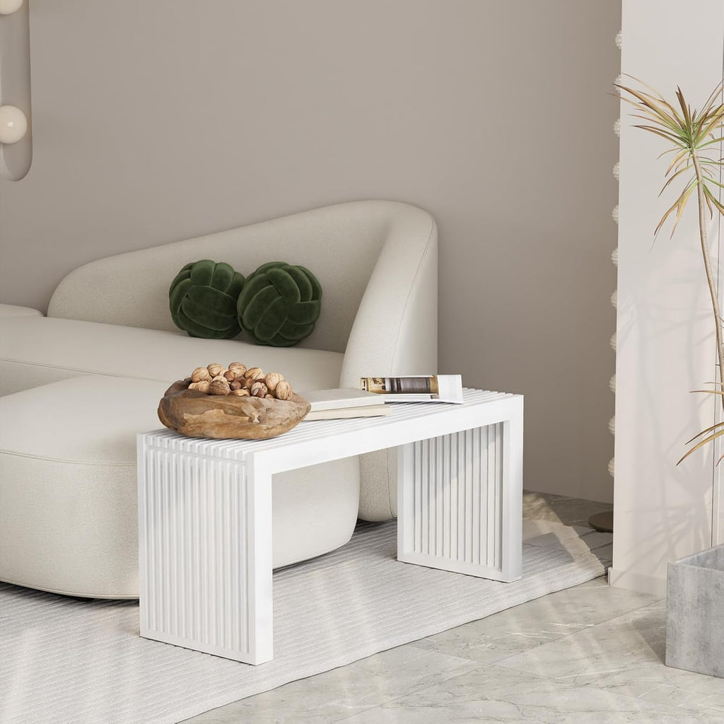 Bamboo Indoor Long Dining Bench, Outdoor Modern Wood Benches 35 Inch Bamboo Bench for Living Room Hallway Bedroom Bathroom