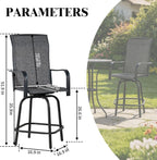 SHGJ&SOFT Outdoor Swivel Patio Bar Stools Set of 2, Bar Height Chairs, Rotating Patio Bar Stools, High Top Patio Chairs Durable Textilence Fabric for Outside,Lawn,Garden,Balcony (Dark Gray, Set of 2)