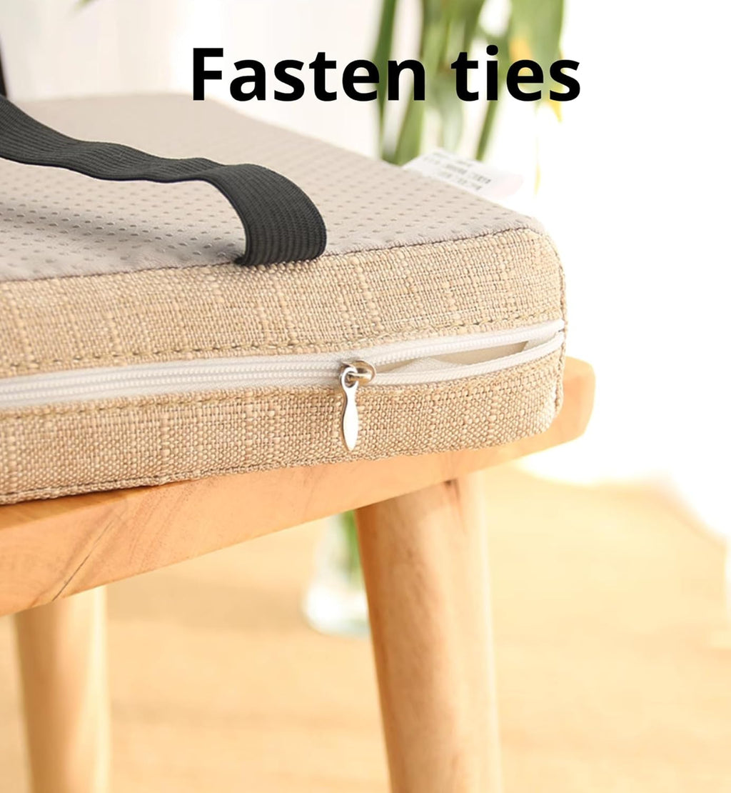 Square Chair Cushion with Ties Non Slip 16 Inch Bar Stool Cushion Cover Seat Cushions Breathable Stool Cushions Removable Cover Washable Chair Pads (Brown, 16x16x2 in)