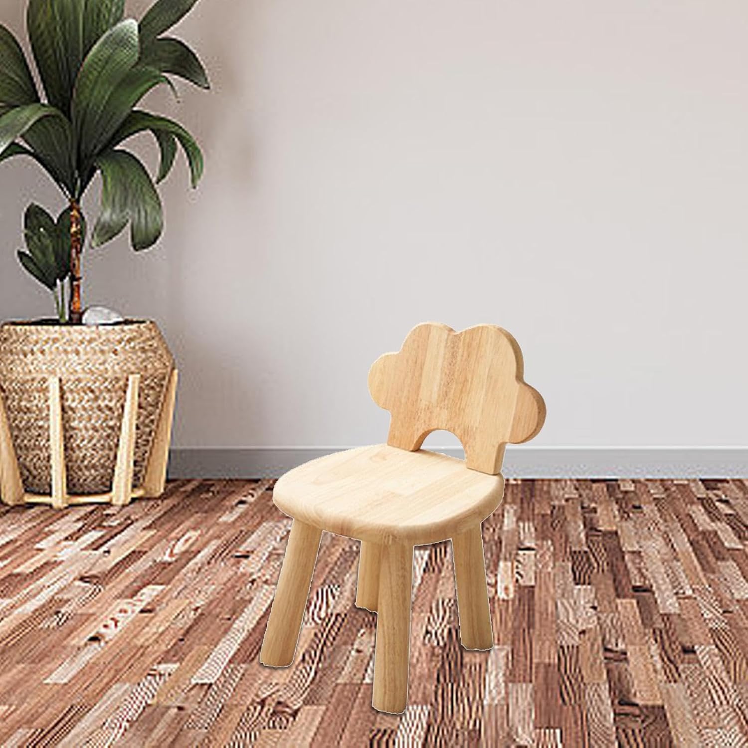 Stepping Foot Stool Nonslip Ottoman Wooden Stool Backrest Lightweight Bedside Craftsmanship Shoe Change Stool Suitable for Kids Room Home