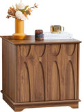 Bifins 24inch Large Square End Table with Storage,Mid Century Modern 2 Door Sofa Side Table with Shelf for Living Room Office