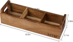 HTB Acacia Wood Small Tea Bag Box with 3 Compartments for Counter Drawer | Tea Bag Chest with Handle, Mini Countertop Divided Storage Container for Beverage Supplies, Sugar, Sweeteners