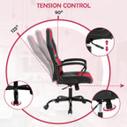 Cheap Gaming Chair Video Game Chair Ergonomic Computer Game Chair with Lumbar Support Adjustable Armrest High Back Racing Swivel Office Chair PU Leathe for Adults Kids Red