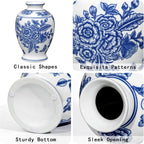 Blue and White Vase, Ceramic Vase for Home Decor 9.4" Chinoiserie Vases for Flowers Blue and White Porcelain Flower Vases for Living Room, Bathroom, Dinner Table Centerpieces