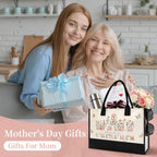 Mothers Day Gifts for Mom - Spacious Canvas Tote Bag for Women, Beautiful Floral Print New Mom Birthday Gifts, Sturdy Ties & Bottom Reusable Grocery Bags, Mama Gift for Shopping Beach Travel Work