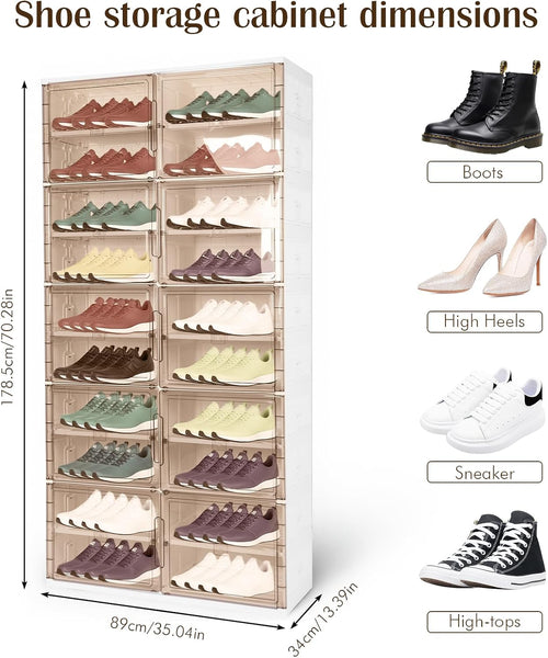 10 Tiers 40 Pairs Easy Assembly Shoe Shelves Organizer with Doors Foldable Shoe Rack Organizer Cabinet for Entryway Living Room