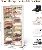 10 Tiers 40 Pairs Large Plastic Folding Shoe Cabinet with Doors Easy Assembly Shoe Shelves Organizer for Closet Entryway Living Room