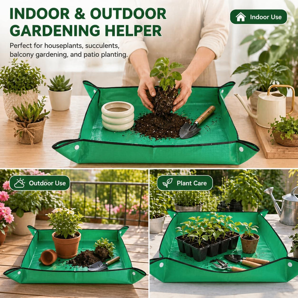 Thickened Waterproof Reusable Garden Mat, 20"X20" Plant Repotting Pad for Soil Changing, Indoor Outdoor Planting, Mess-Free Transplanting Tray, Gardening Gifts for Plant Lovers