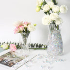 Ceya Clear Holographic Fake Ice Rocks，220PCS Dazzling Vase Fillers Acrylic Fake Diamond Crystals Water Beads Marbles 13OZ Glass Gems for Centerpieces Table Decoration Party Christmas Wedding Birthday