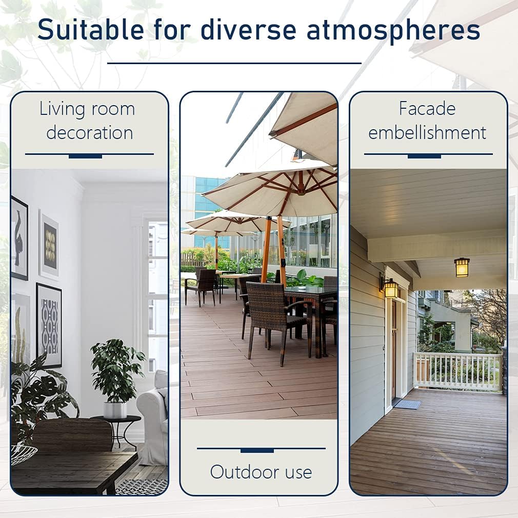 32in Outdoor Table Patio Dining Table Outdoor Dining Table with Umbrella Hole Round Tempered Glass for Yard Bistro Lawn Balcony
