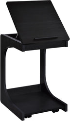 Coaster Home Furnishings - Ralston - Wood - C-Shaped Lift-Top Side Table with Sculpted Frame, Lower Open Shelf, and Black Casters - Living Room - 25.5-Inch - Black Finish - 930290