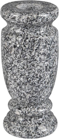 Gray Granite Cemetery Vase for Grave, 4.3" W x 9.8" H | Gray granite, side drainage hole prevents water pooling and freeze cracking. For grave markers & flower decoration. 1 count.