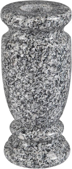 Gray Granite Cemetery Vase for Grave, 4.3" W x 9.8" H | Gray granite, side drainage hole prevents water pooling and freeze cracking. For grave markers & flower decoration. 1 count.