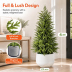 4FT Lighted Artificial Norfolk Pine Tree Outdoor with Lights｜Artificial Topiary Outdoor Tree｜Realistic PE Artificial Outdoor Plants｜Artificial Norfolk Faux Plants Potted UV Resistant