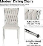 Modern Dining Chairs Set of 4, Light Grey Velvet Woven Kitchen Chair with Silver Metal Legs, Upholstered Cushion & High Back Design, Mid-Century Dining Chairs for Kitchen, Living Room
